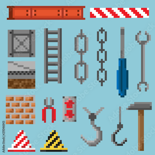 A set of pixel objects and tools