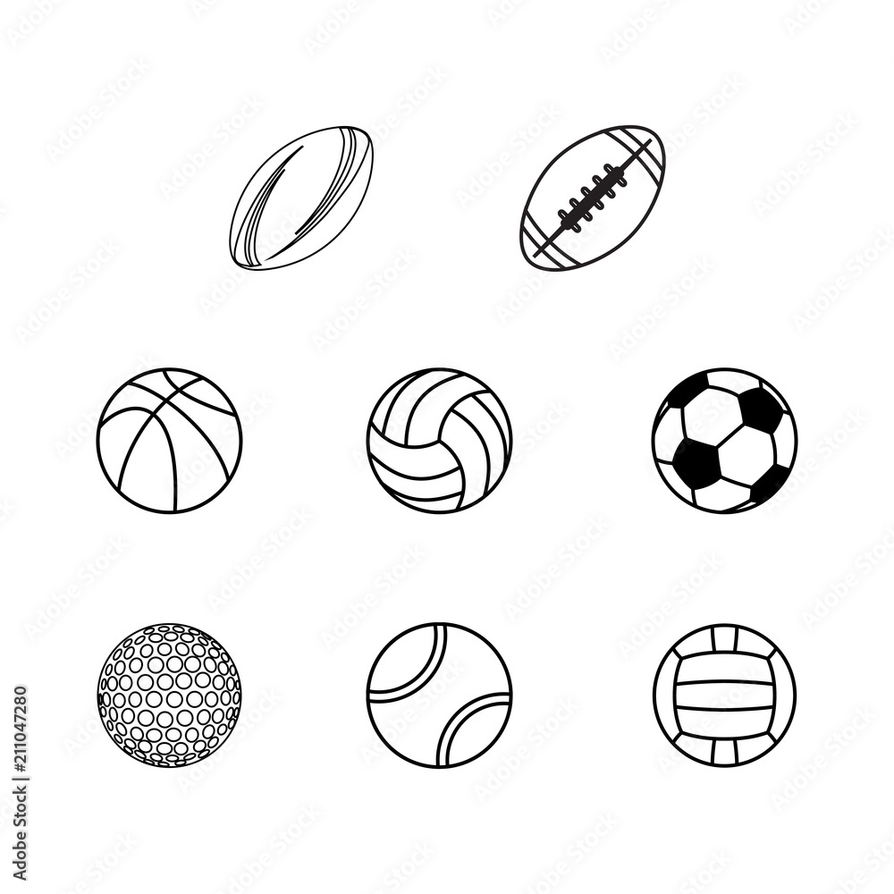 Different sport balls silhouettes