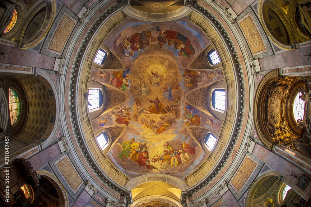 ROME, ITALY, JUNE 17, 2015 : interiors and architectural details of San Giacomo in Augusta church, june 17, 2015, in Rome, Italy