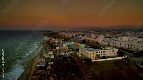 Aerial over La Perla Neighborhood in San Juan, Puerto Rico photo