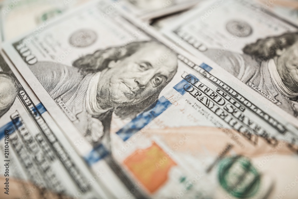 One Hundred Dollar Banknotes. Dollars Closeup Concept. One Hundred Dollar Banknotes. Dollars Closeup Concept.