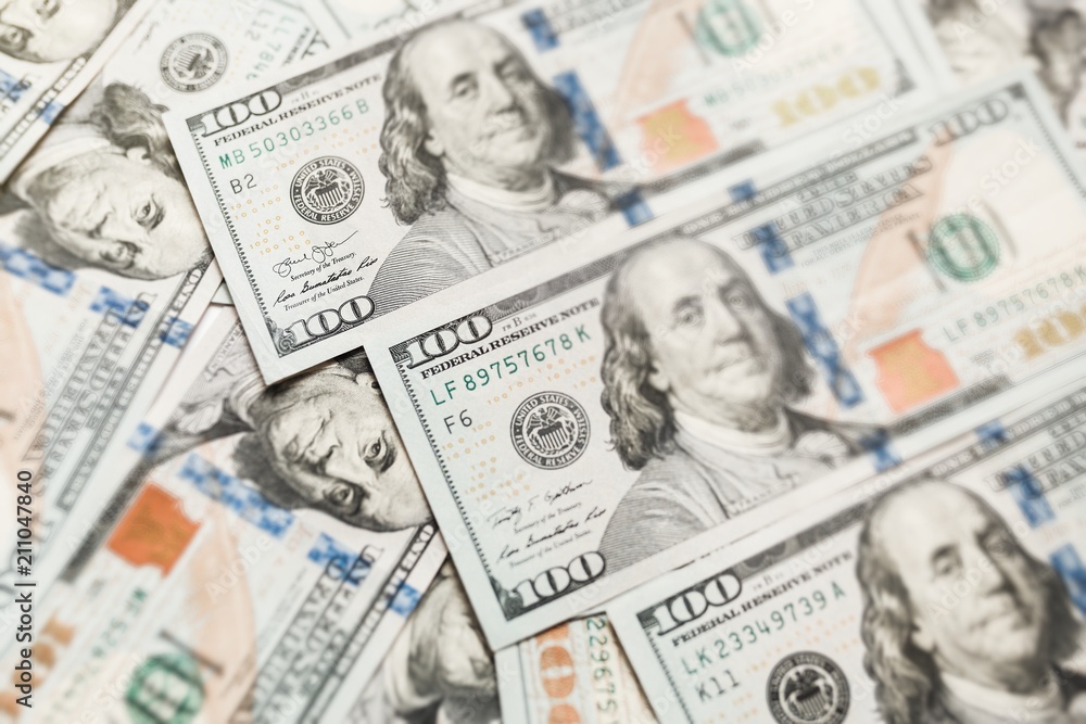 One Hundred Dollar Banknotes. Dollars Closeup Concept. One Hundred Dollar Banknotes. Dollars Closeup Concept.