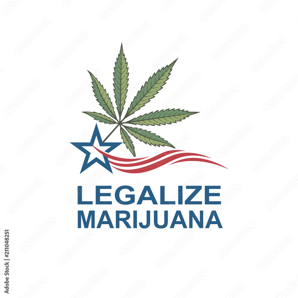 Obraz premium illustration of marijuana or cannabis leaf on usa flag