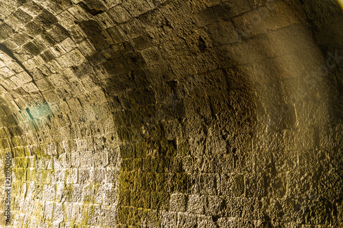 Inside wall of old railway tunnel