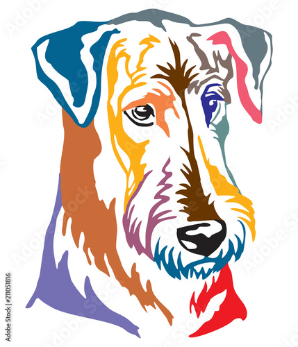Colorful decorative portrait of Dog Airedale Terrier vector illustration