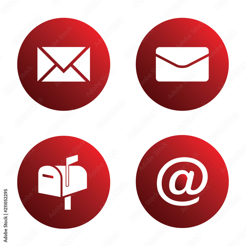Vecteur Stock Vector icon set red mail icons envelopes, mailbox