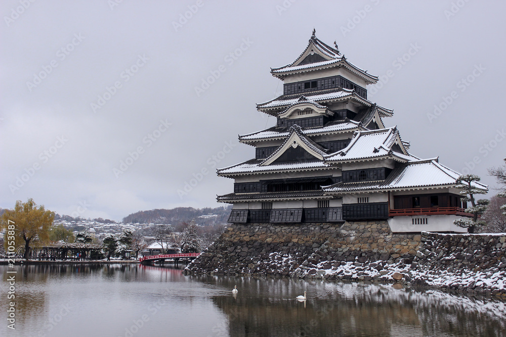 Matsumoto Castle, the castle of the 'Black Crow' in Nagano, Japan in winter Matsumoto Castle, the castle of the 'Black Crow' in Nagano, Japan in winter