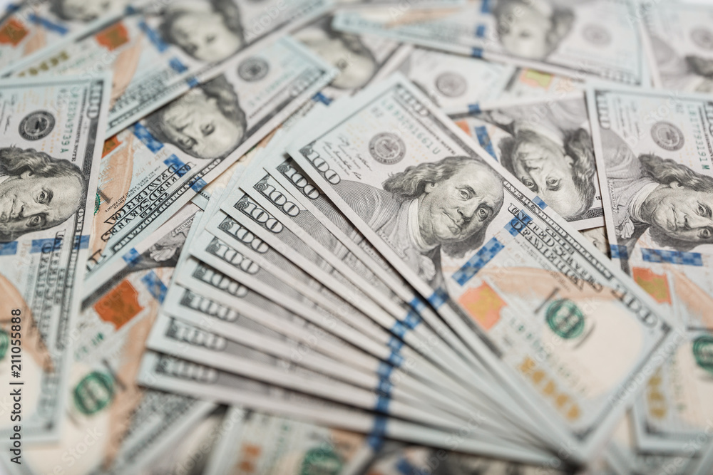 One Hundred Dollar Banknotes. Dollars Closeup Concept. One Hundred Dollar Banknotes. Dollars Closeup Concept.