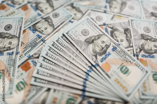 Wallpaper Mural One Hundred Dollar Banknotes. Dollars Closeup Concept. Torontodigital.ca