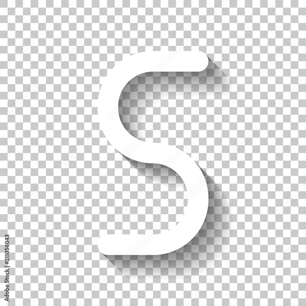 Number five, numeral, simple letter. White icon with shadow on t Number five, numeral, simple letter. White icon with shadow on t