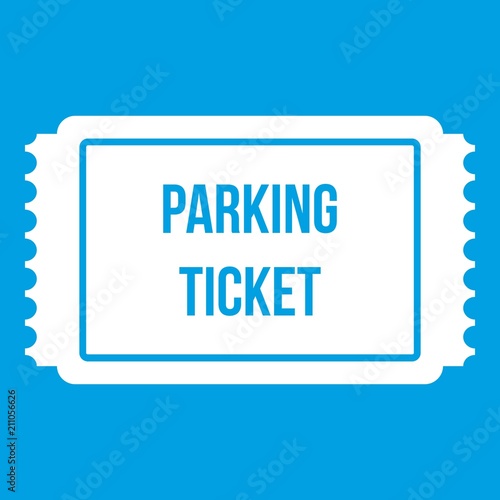Parking ticket icon white isolated on blue background vector illustration