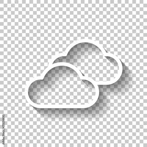 Mostly cloudy icon. Simple linear icon with thin outline. White