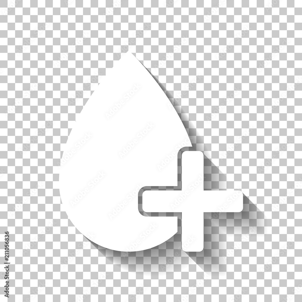 Fototapeta premium drop of blood and medical cross. simple icon. White icon with sh