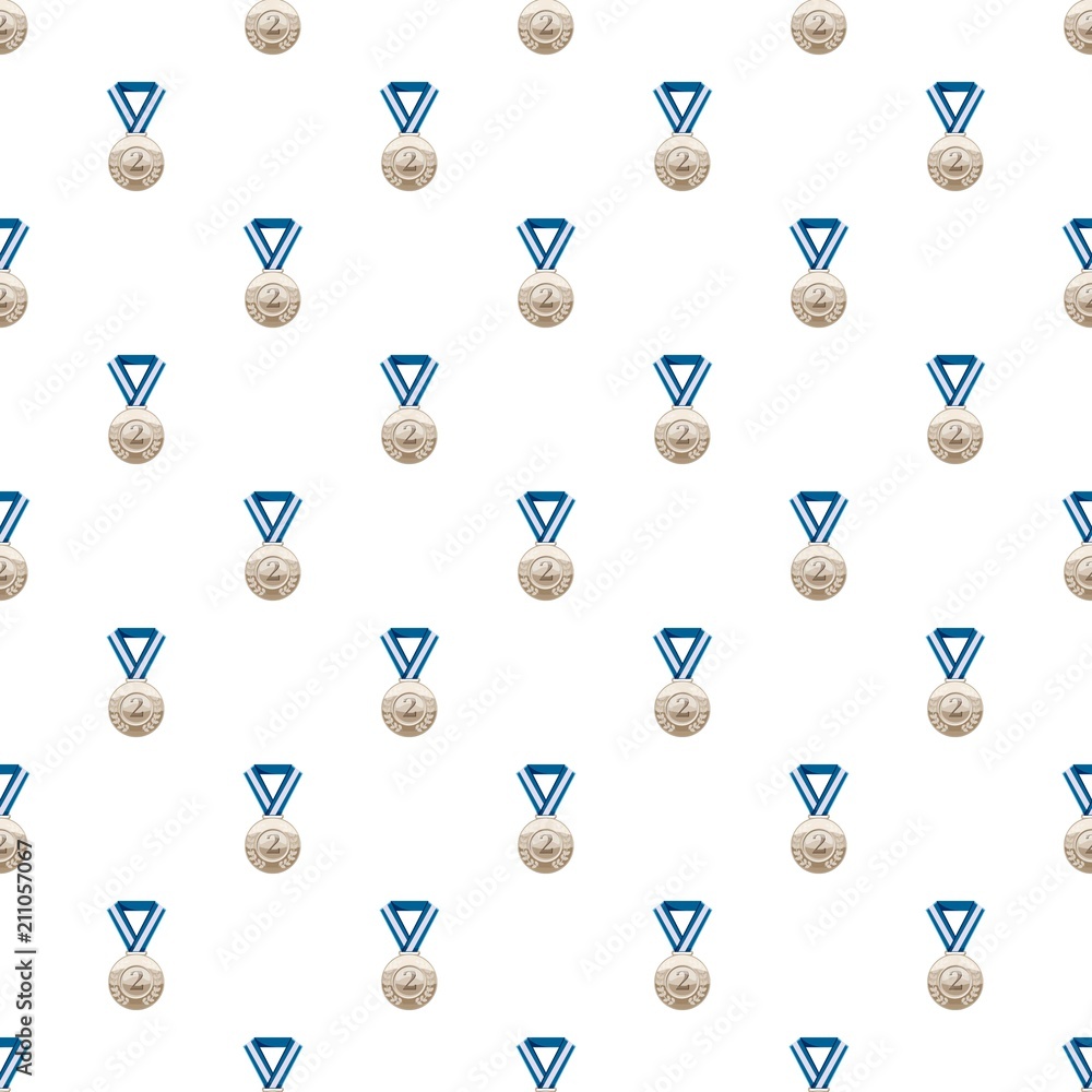 Silver medal with number two pattern seamless repeat in cartoon style vector illustration Silver medal with number two pattern seamless repeat in cartoon style vector illustration
