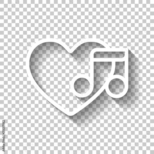 Heard and note, Favourite music. Linear icon with thin outline.