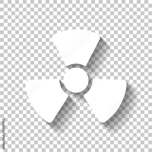 Radiation simple symbol. Radioactivity icon. White icon with sha