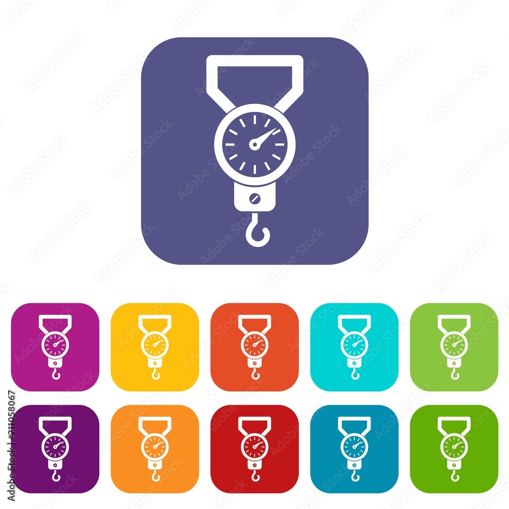 Spring scale icons set vector illustration in flat style in colors red, blue, green, and other Spring scale icons set vector illustration in flat style in colors red, blue, green, and other