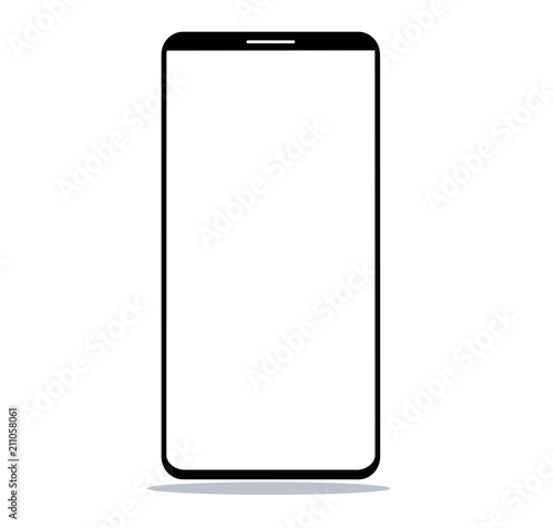 Smartphone mockup with blank screen.