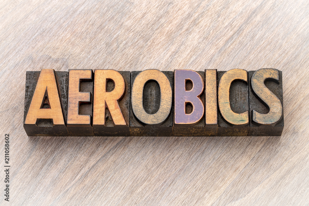 Fototapeta premium aerobics word abstract in wood type