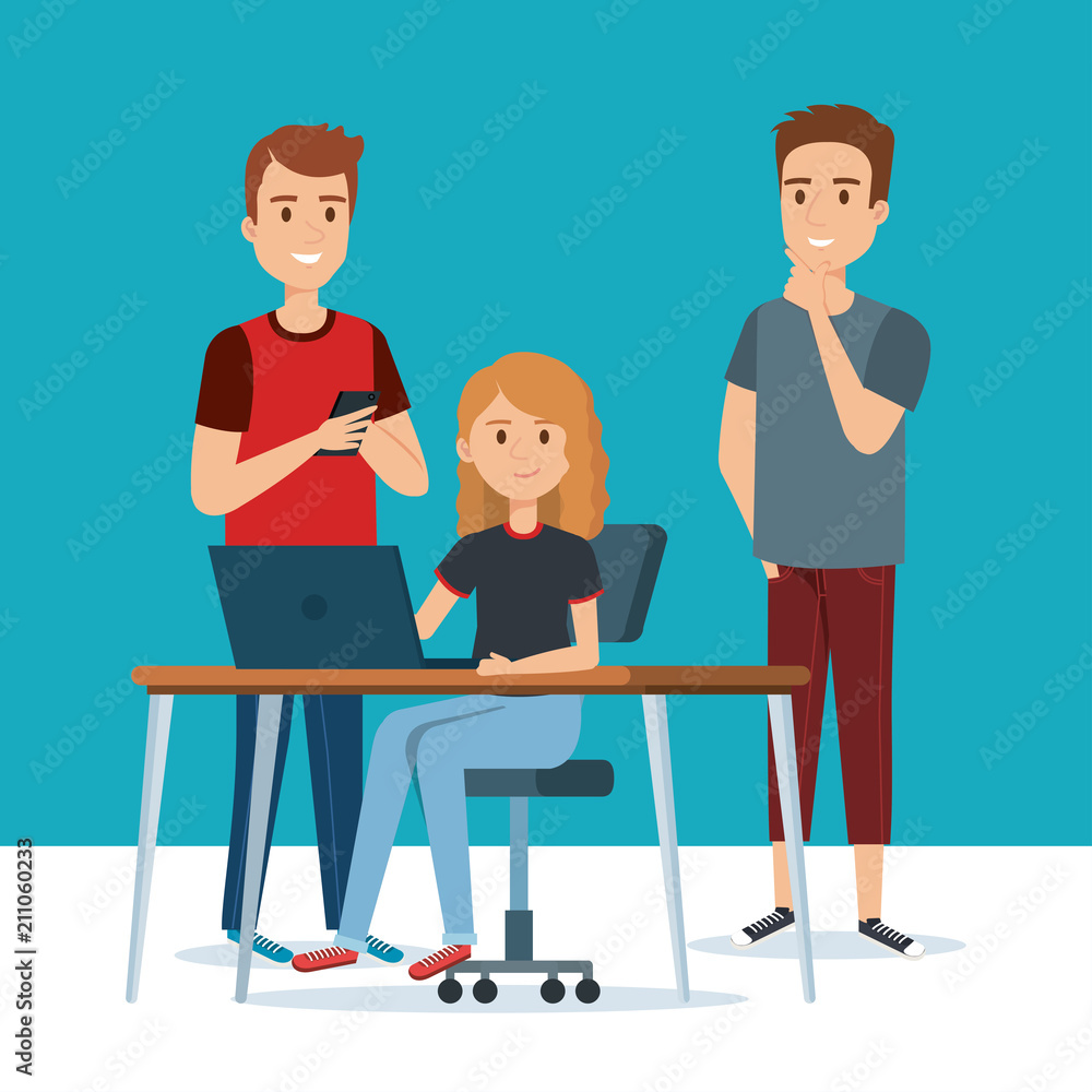 group of young people in the workplace avatars vector illustration design group of young people in the workplace avatars vector illustration design