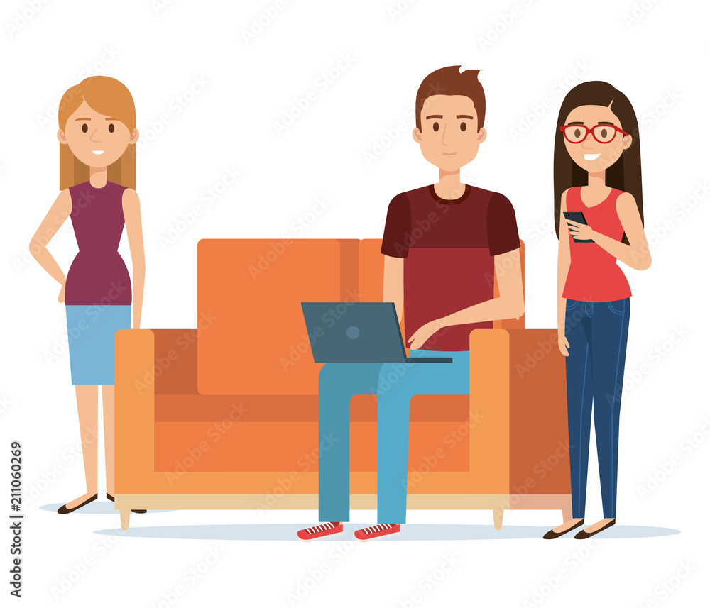 group of young people in the sofa avatars vector illustration design group of young people in the sofa avatars vector illustration design