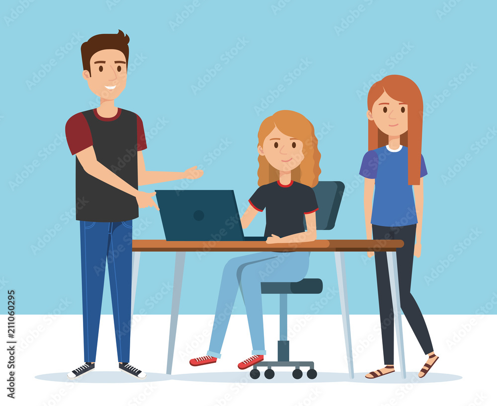 group of young people in the workplace avatars vector illustration design group of young people in the workplace avatars vector illustration design