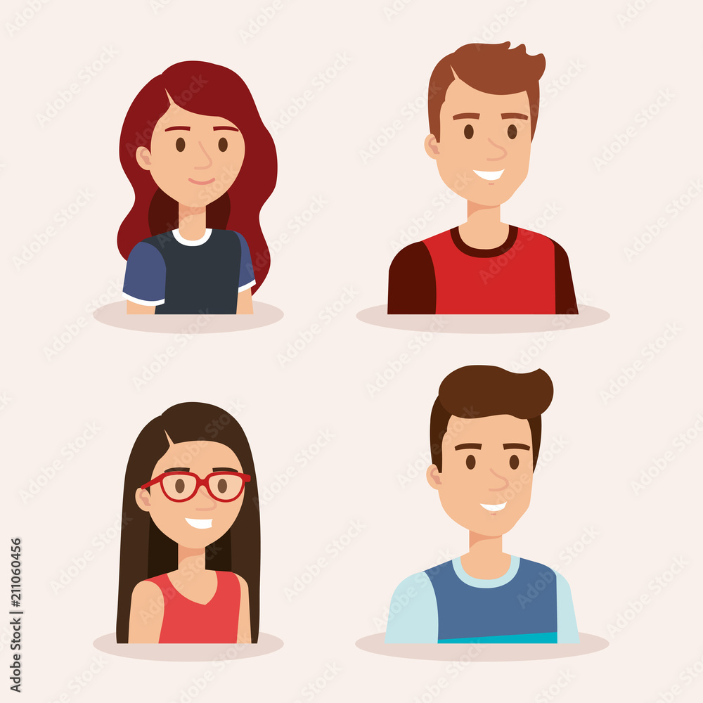 group of young people avatars vector illustration design group of young people avatars vector illustration design