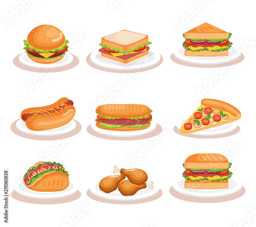 delicious fast food icons vector illustration design