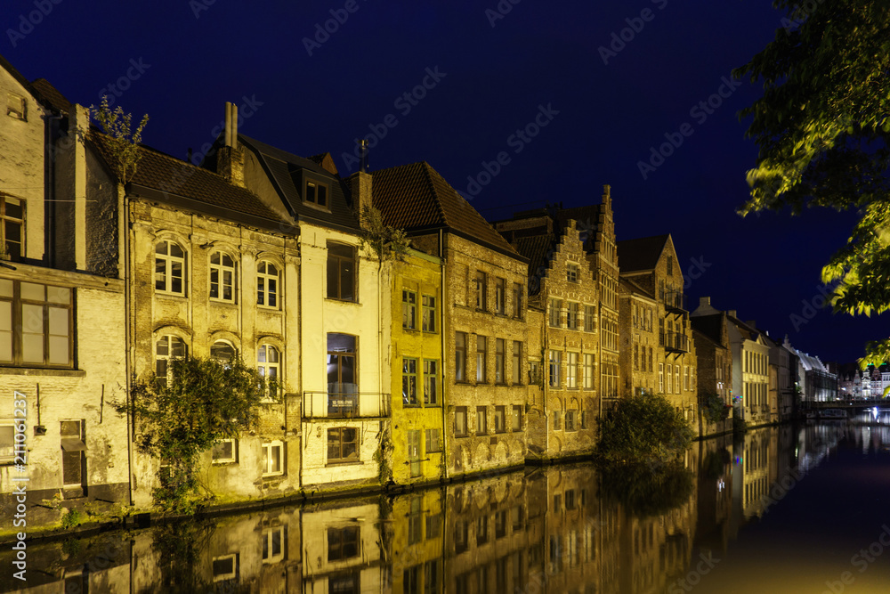 Ghent old town by night, Belgium