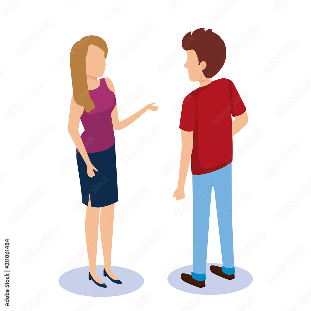 persons couple isometric avatars vector illustration design persons couple isometric avatars vector illustration design