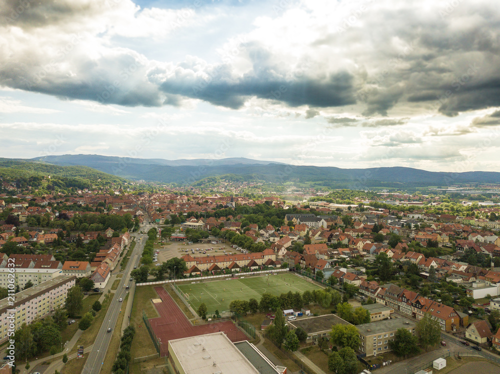 The city of Wernigerode from above ( Harz region, Saxony-Anhalt / Germany ) 