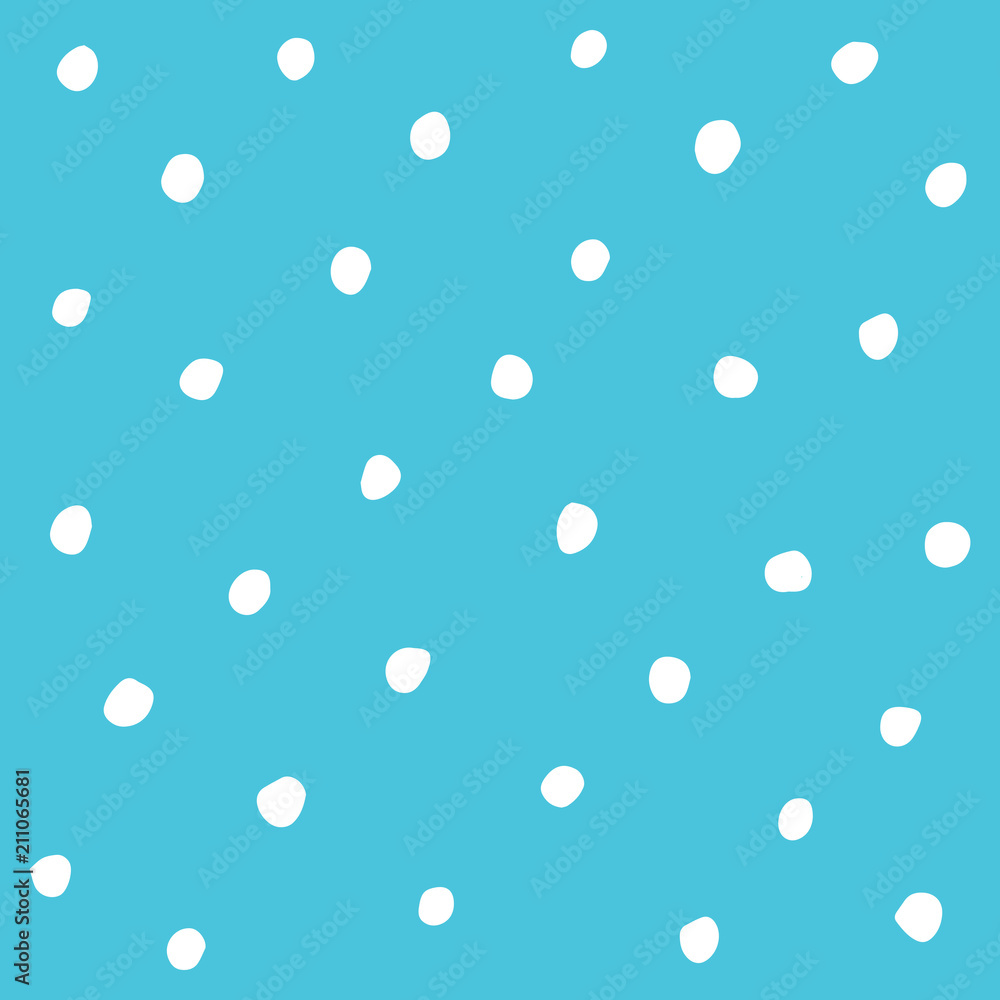 Hand drawn white dots seamless pattern on blue background