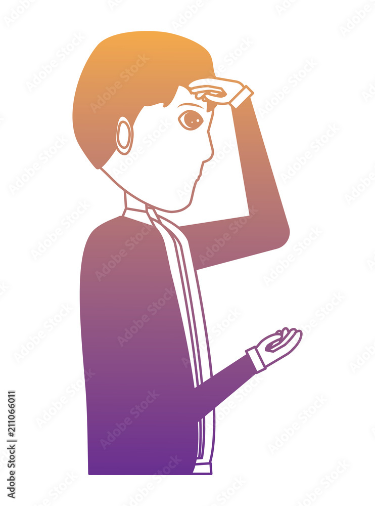 Cartoon businessman thinking over white background, colorful design. vector illustration Cartoon businessman thinking over white background, colorful design. vector illustration