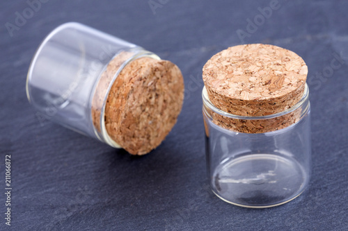 Glass bottle with cork cap