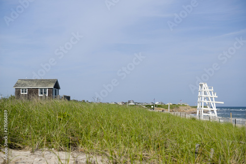 beach scene with grass Ditch Plains Montauk New York