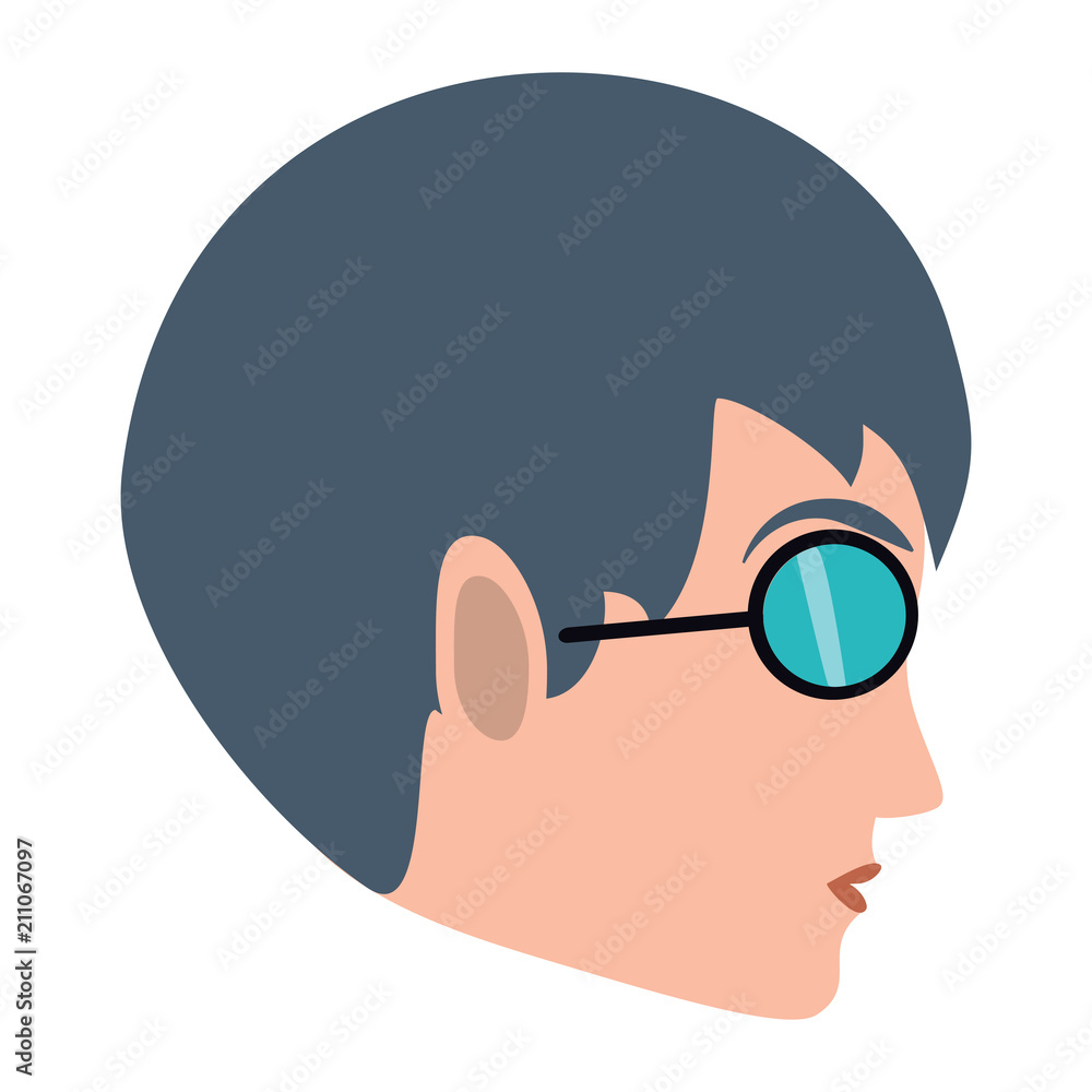 woman profile with sunglasses over white background, colorful design. vector illustration woman profile with sunglasses over white background, colorful design. vector illustration