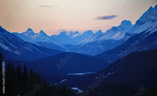 Beautifull sunset with dramatic sky in mystic mountains