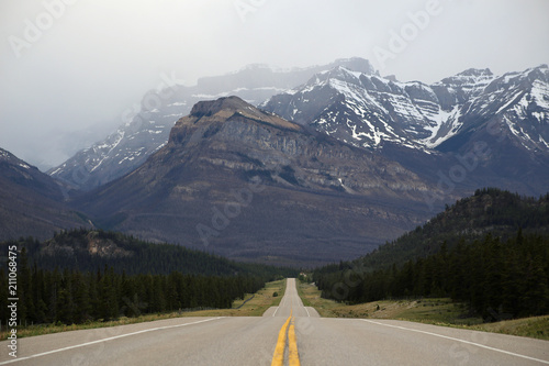 Beautiful monumental moutains in Canadian Rockies
