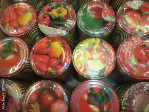 multi-colored lids for canning