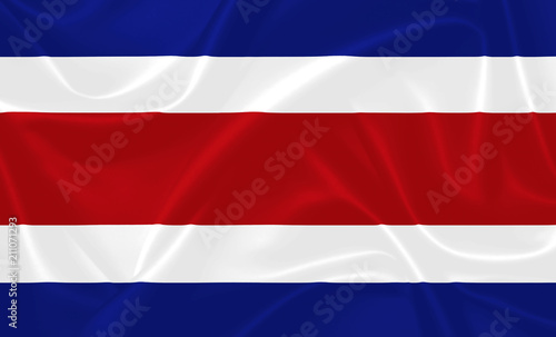 Illustration of Costa Rica waving fabric flag. 