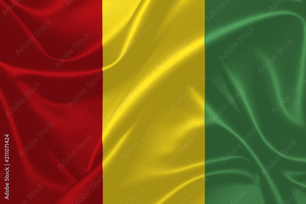 Illustration of Guinea waving fabric flag. 