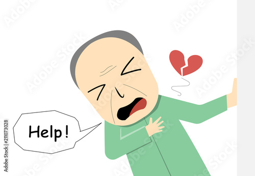 Old Man suffering from heart attack in vector art