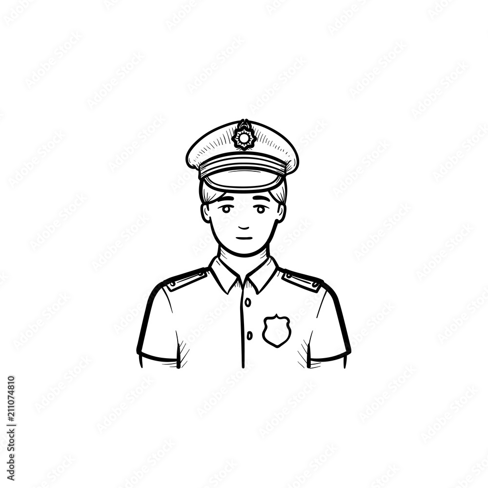 Policeman Hand Drawn Outline Doodle Icon Police Officer In Uniform As Policeman Hand Drawn Outline Doodle Icon Police Officer In Uniform As
