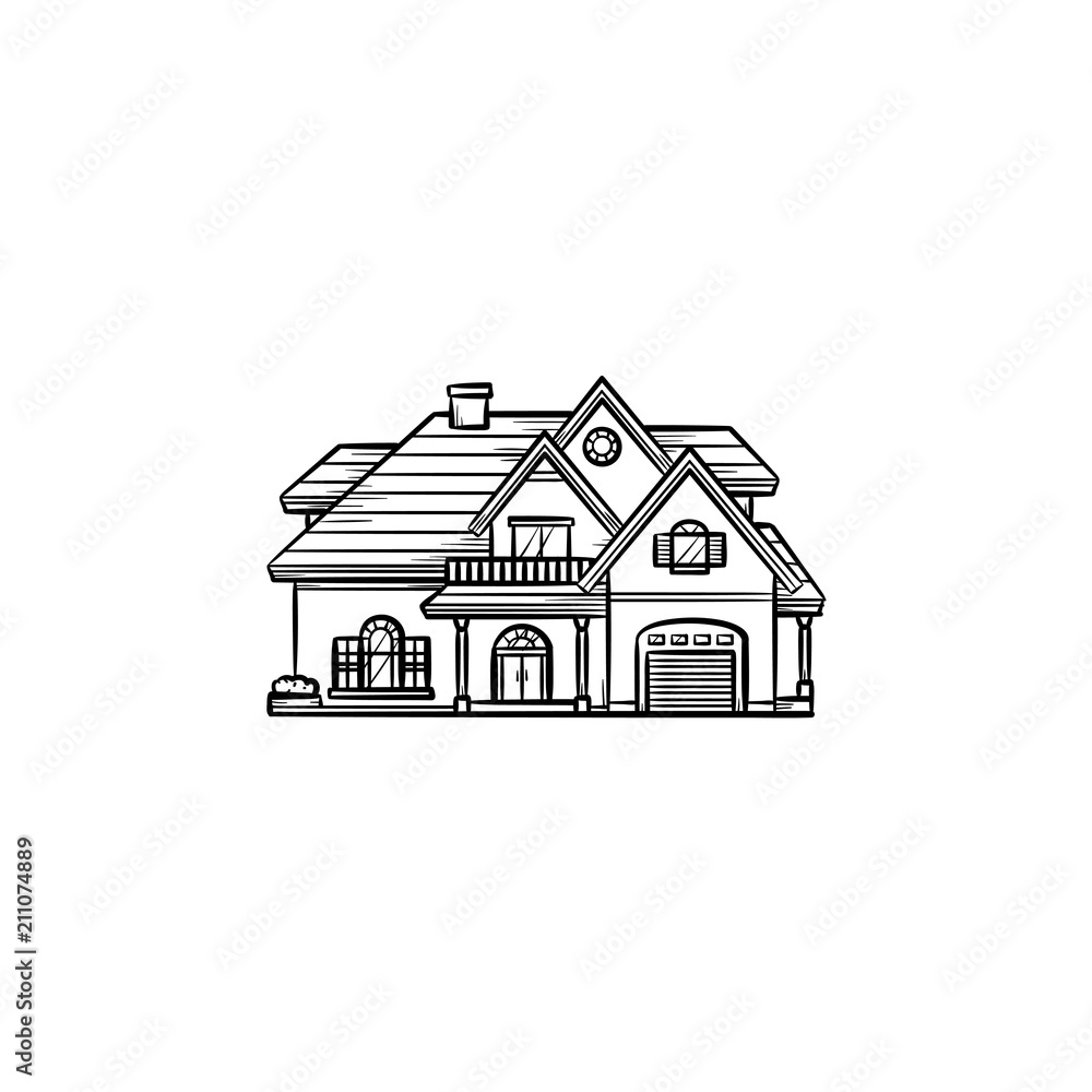 Private house hand drawn outline doodle icon