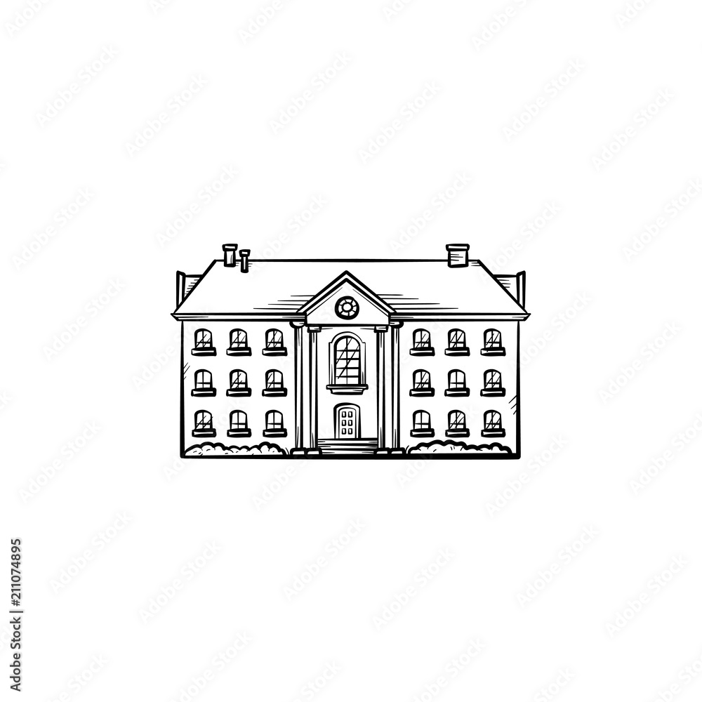 Old apartment building hand drawn outline doodle icon