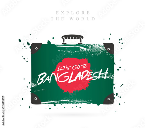 Suitcase with the flag of Bangladesh. Lettering