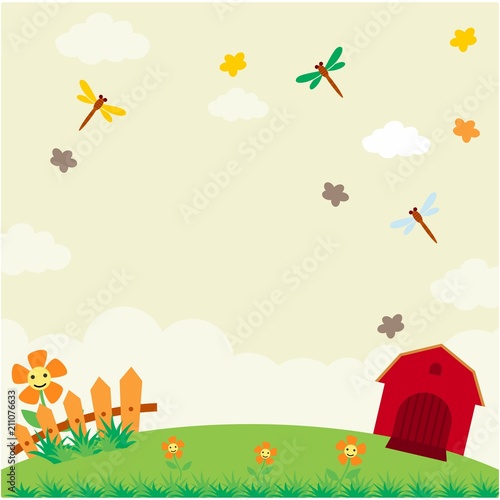 barnyard meadow grassland outdoor view landscape background 