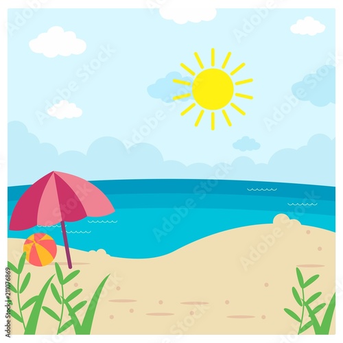 sunny summer beach landscape background scenery 