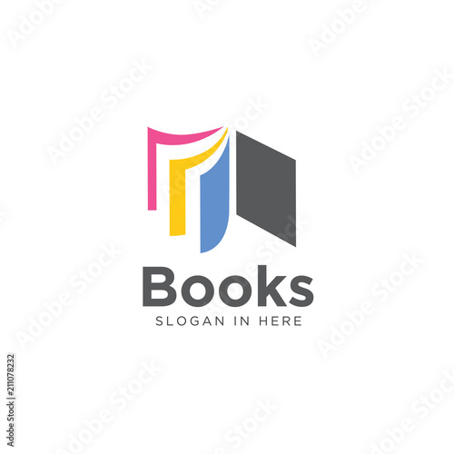 colorful Book open logo, icon