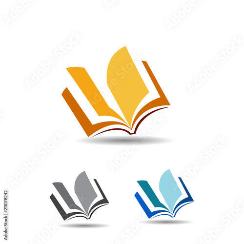 book open logo, icon color set
